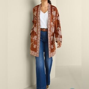 SOFT SURROUNDINGS Marienne Suede Artisan-inspired Embroidery Auburn Jacket- 1X